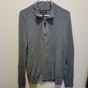 Banana Republic Men's Supima Cotton Quarter-Zip Collared Sweater Gray size Large